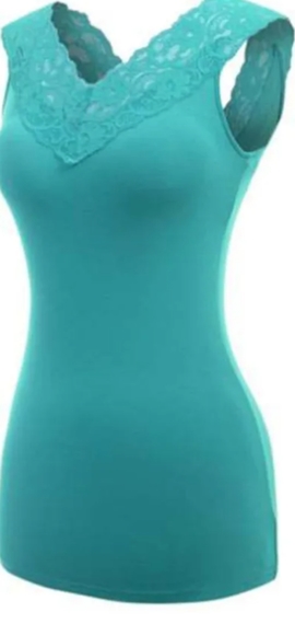 Sexy deep vneck low-cut lace sleeveless shirt top - Picture 1 of 3